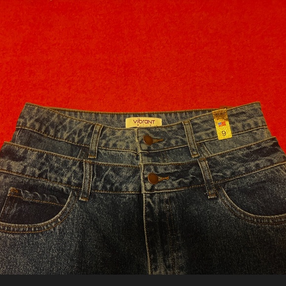 Vibrant M.I.U dark wash double waist high rise mom fit jeans NWT - Picture 4 of 13